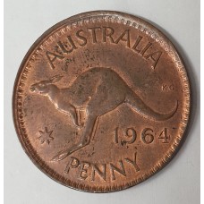 AUSTRALIA 1964 . ONE 1 PENNY . ERROR . NICE LIP . OFF CENTRE